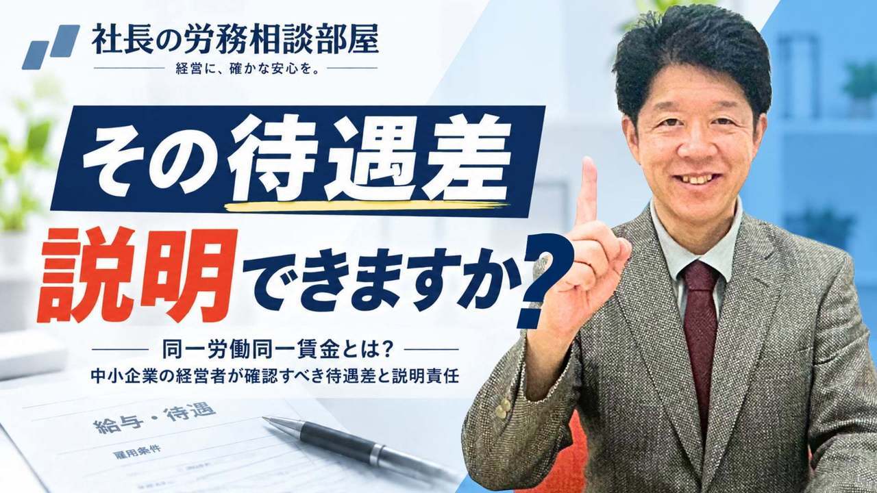 【2026年10月法改正】同一労働同一賃金とは？｜中小企業の経営者が確認すべき待遇差と説明責任